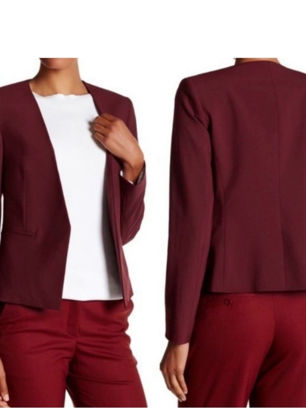 Theory Delaven Edition Open-Front Blazer - Burgundy - Size 6